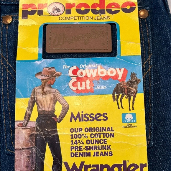 Wrangler ProRodeo Competition Vintage 100% Cotton Dark Wash Boot Cut Jeans - Picture 7 of 8